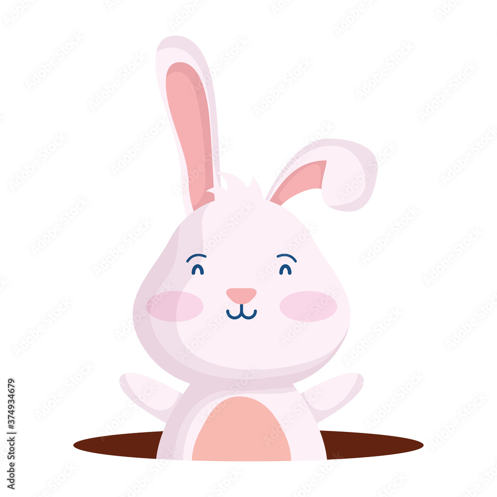 cute easter little rabbit in hole character cute easter little rabbit in hole character