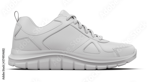 Clay render of side view sport shoe on white background - 3D illustration
