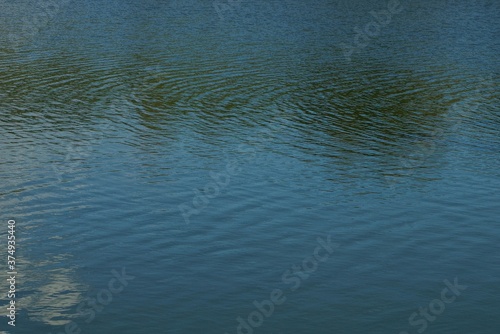 blue green texture of water and waves on the pond