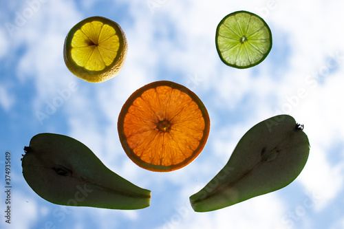 smiling face made of sliced fruit