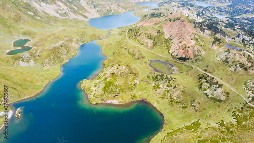 Fototapeta Naklejka Na Ścianę i Meble -  Beautiful aerial view of lakes of Bouillouses, Catalonia, Spain