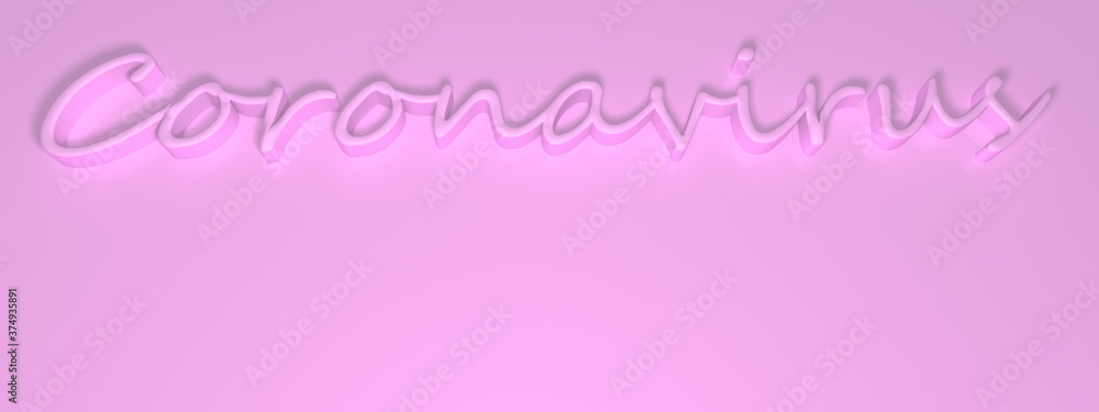 Pink 3D lettering on a pink background. Coronavirus. Title. 3D rendering.