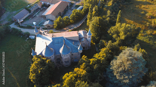 Photos Aerial view of Torre del Riu castle in Alp, Catalonia, Spain