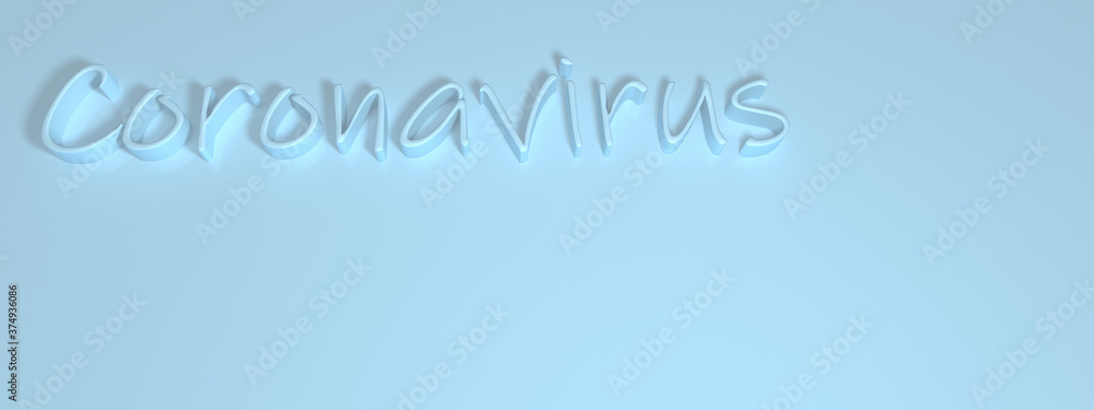 Blue three-dimensional inscription on a light blue background. Coronavirus. Title. 3D rendering. Blue three-dimensional inscription on a light blue background. Coronavirus. Title. 3D rendering.