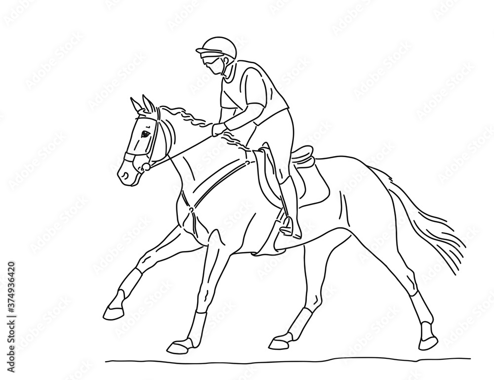 Obraz premium Rider and his horse during the competition, on the eventing track