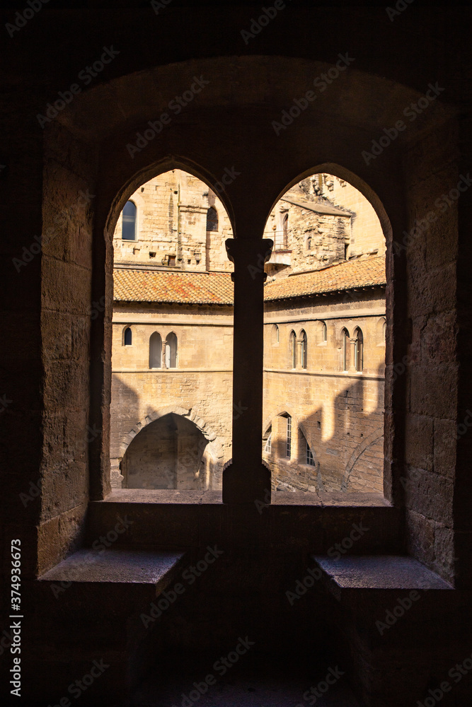 Inside view of the Palais de Papes, in Avignon, France.