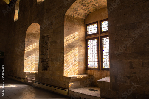 Inside view of the Palais de Papes, in Avignon, France.
