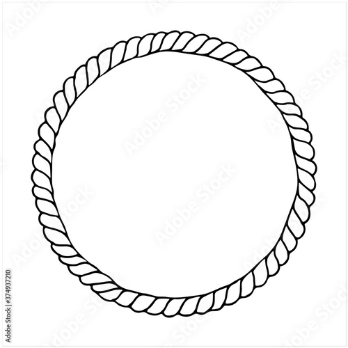 Circle of hawser, hand drawn vector illustration