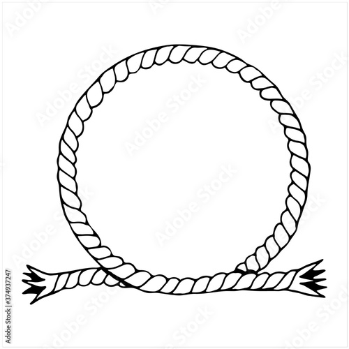 Circle of hawser, hand drawn vector illustration