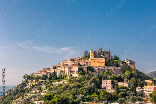 Eze, a small and ancient town on top of mountains along the coast in Provence, France. © Zimu