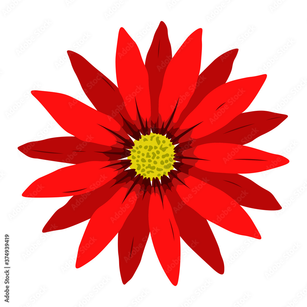 Fototapeta premium Red flower vector flat isolated colorful illustration