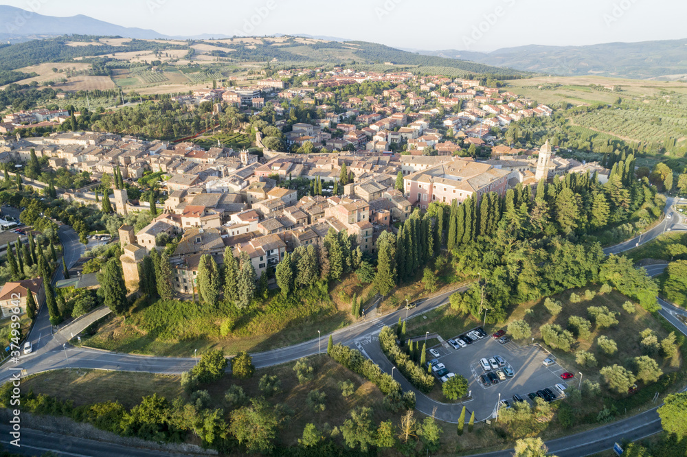 Obraz premium Flying over San Quirico d'Orcia. A country in Tuscany