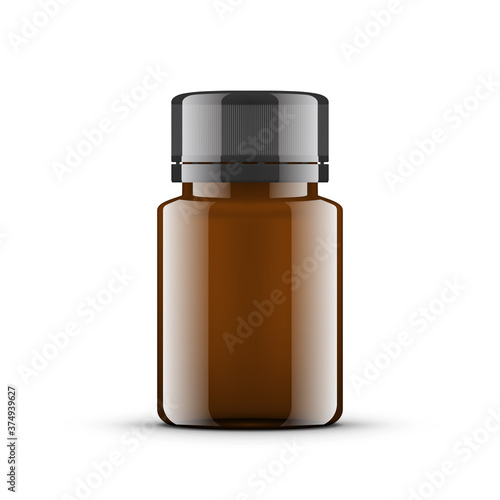 Essential Oil Brown Glass Bottle. Cosmetic Flask