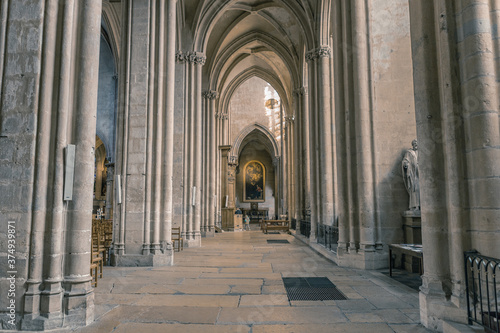 Inside shot of   glise Saint Michel de Dijon  in France.