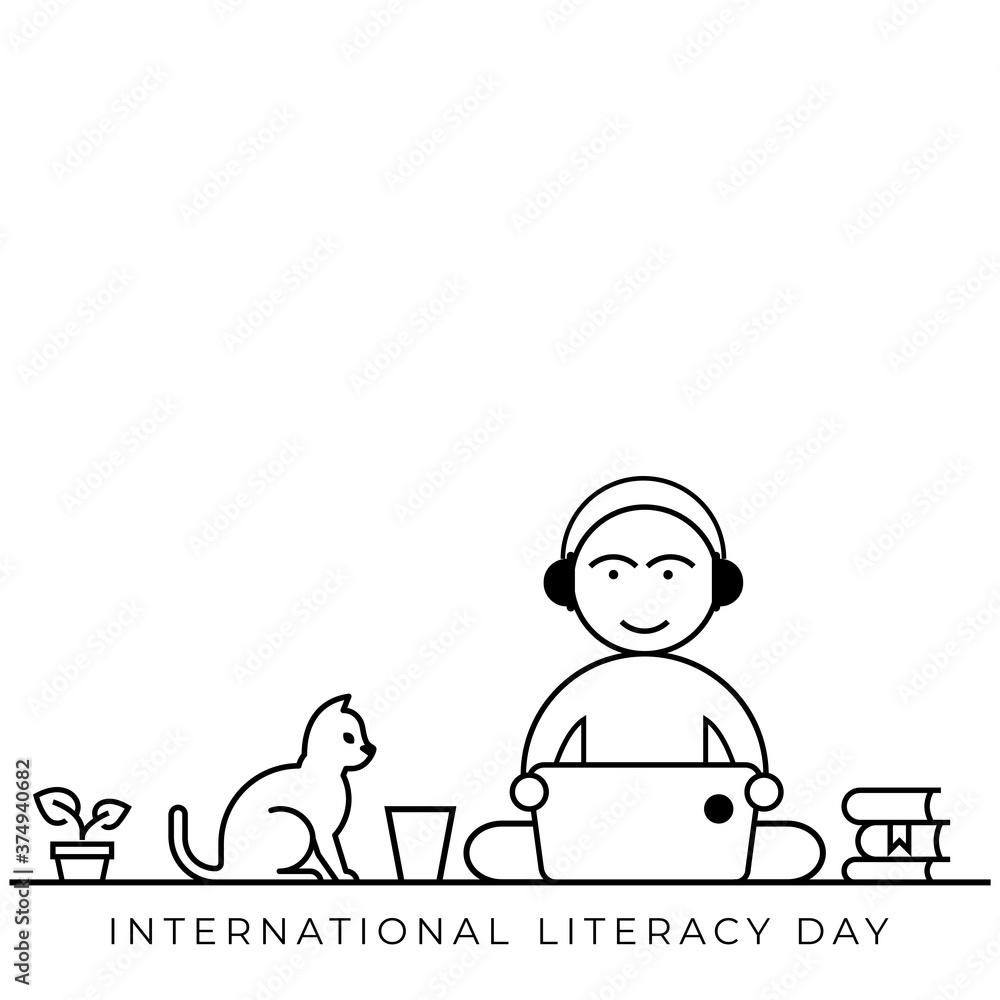 Design about International Literacy Day celebration, 8th September.