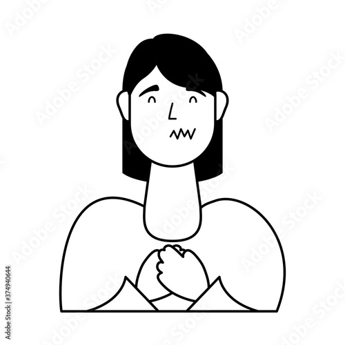 young woman sick avatar character