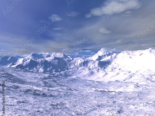 Snow mountains landscape