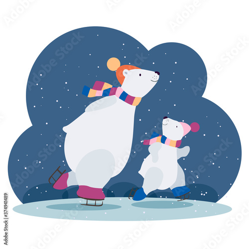 polar bear ice skating