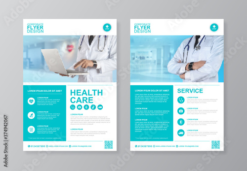 Corporate healthcare and medical cover and back page a4 flyer design template for print