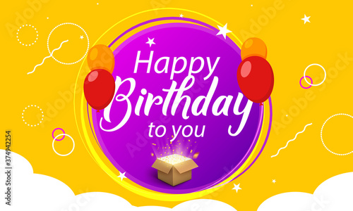 Happy Birthday greeting banner poster template card design background