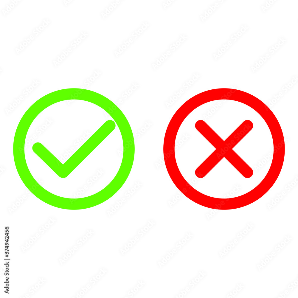 check mark icon. Tick and cross signs. Vector illustration. check mark icon. Tick and cross signs. Vector illustration.