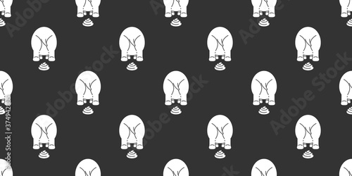 Rhino seamless pattern, Cute Rhino defecating on dark background.