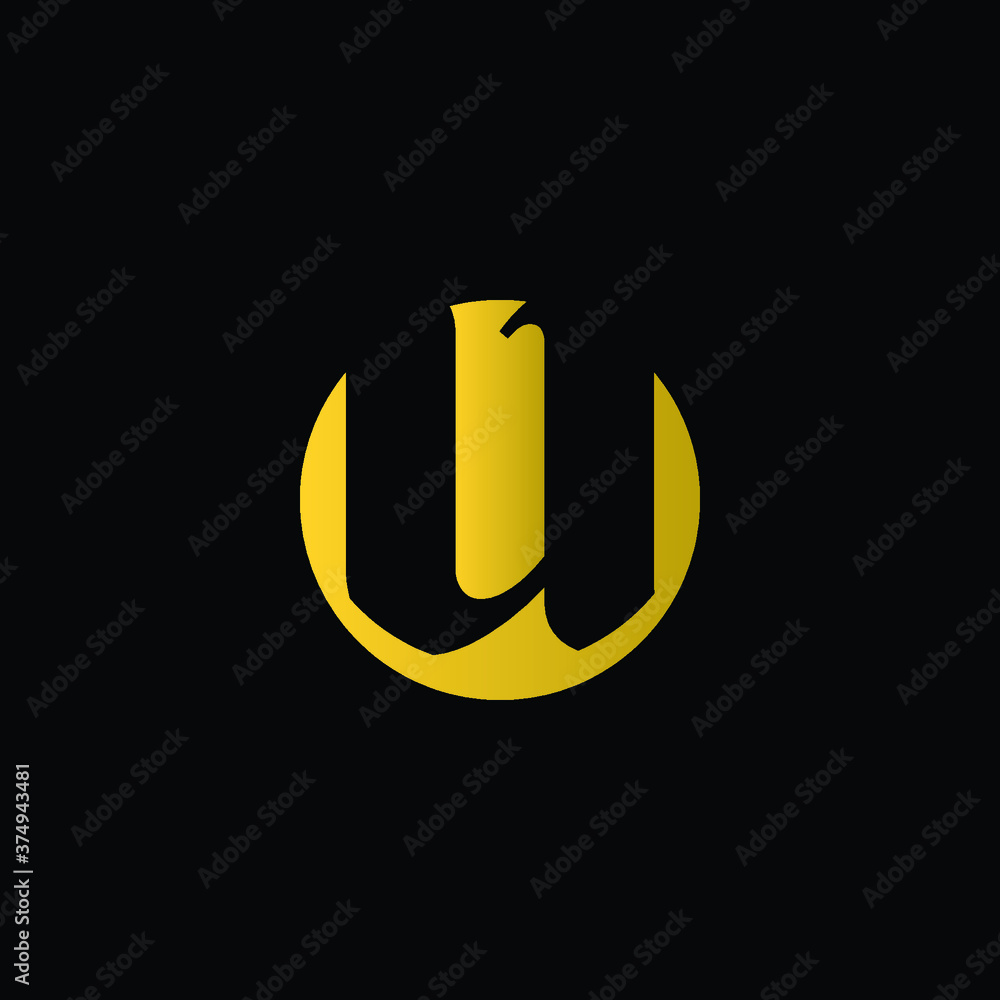 Initial Letter U in black color inside a gold circle Initial Letter U in black color inside a gold circle