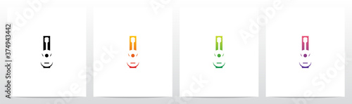 Guitar On Letter Logo Design I