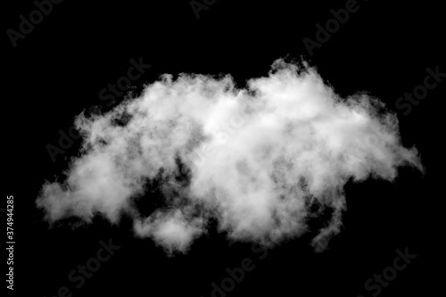 white fluffy cloud isolated on black background