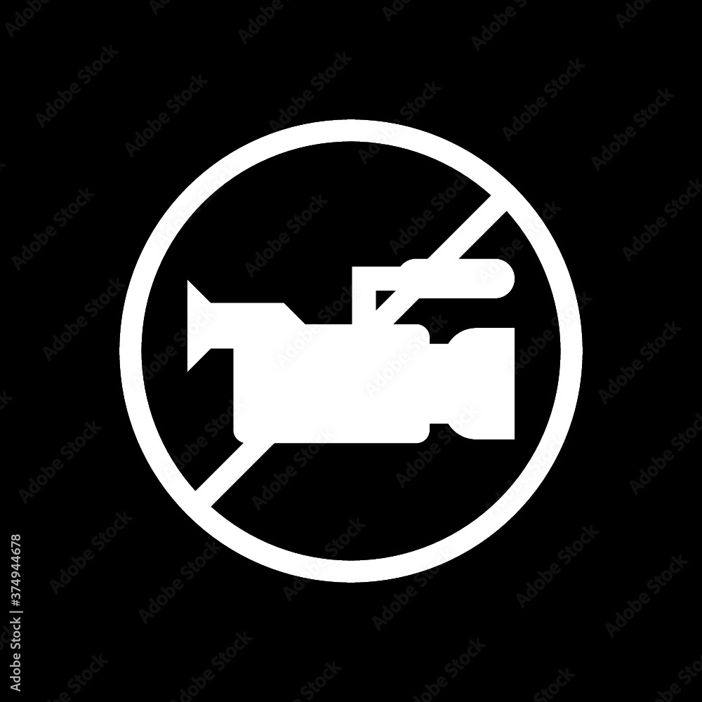 No or Stop Video Camera icon isolated on dark background No or Stop Video Camera icon isolated on dark background