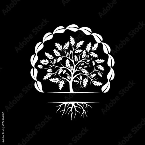 Tree logo isolated on dark background