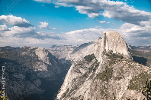 Views of the Half Dome from Glacier Point. Yosemite National Park, California, USA.