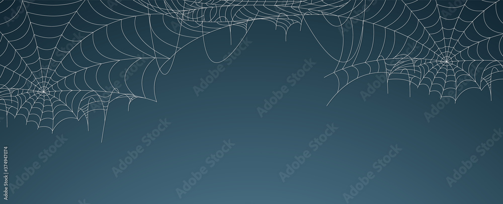 Halloween spider web banner, cobweb background