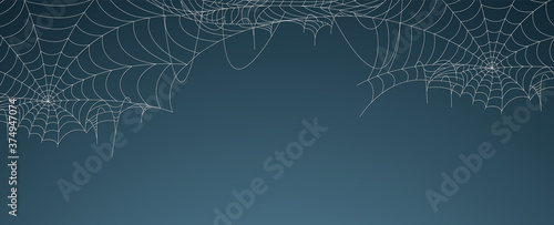 Halloween spider web banner, cobweb background