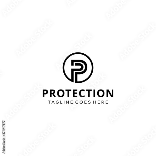 Creative Illustration modern P sign geometric logo design template