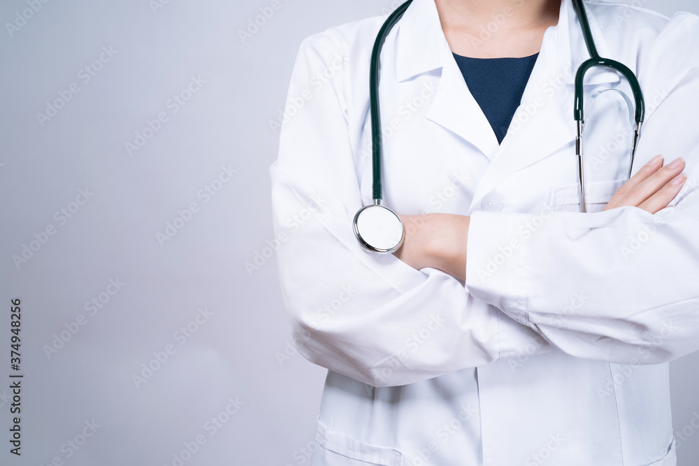 Asian female doctor isolated on white background, Concept of medical and health care. Asian female doctor isolated on white background, Concept of medical and health care.