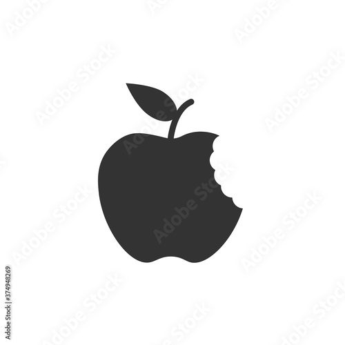 Apple bite vector icon. Apple nutrition eat healthy pictogram logo