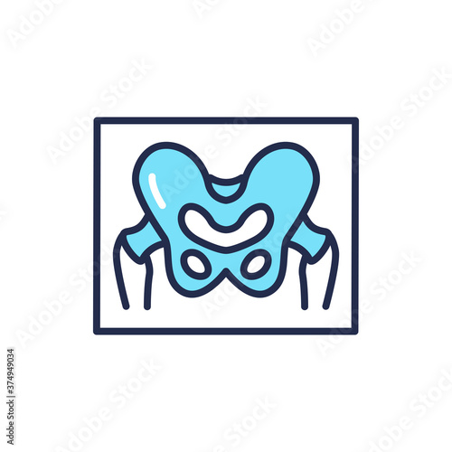 X-ray screening pelvis color line icon. Isolated vector element. Outline pictogram for web page, mobile app, promo 