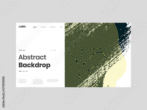 Abstract homepage illustration. Colorful lines and paint strokes. Striped minimal background, backdrop. Hand drawn texture and outline shapes. Eps10 vector.