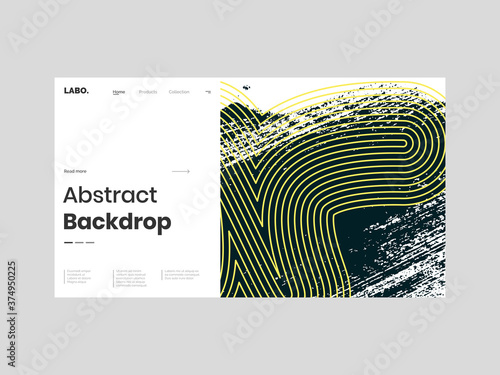Abstract homepage illustration. Colorful lines and paint strokes. Striped minimal background, backdrop. Hand drawn texture and outline shapes. Eps10 vector.