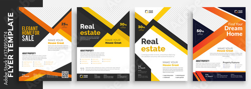 Real Estate and Home for sale flyer template design, Leaflets, Flyer Design, Cover Book Design, and A4 Magazine 