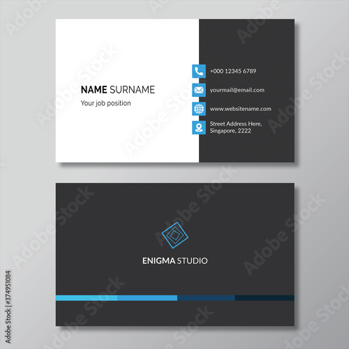 Blue elegant corporate business card design template