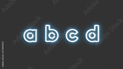 Decorative a b c d letters, neon font mockup,