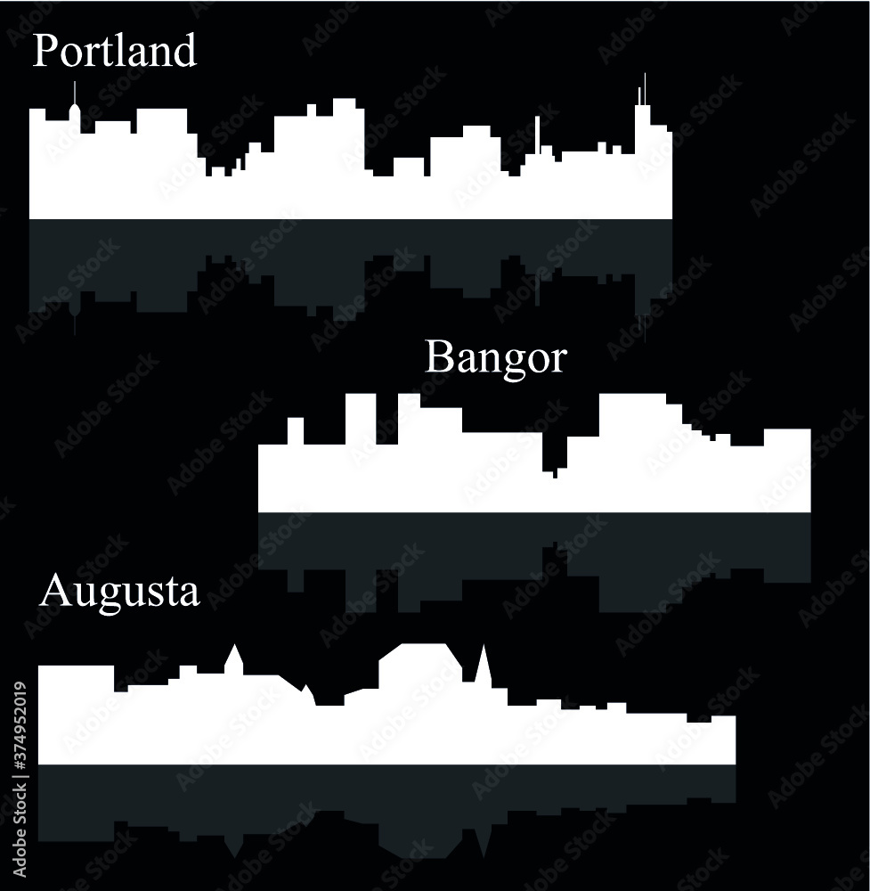 Set of 3 City silhouette in Maine