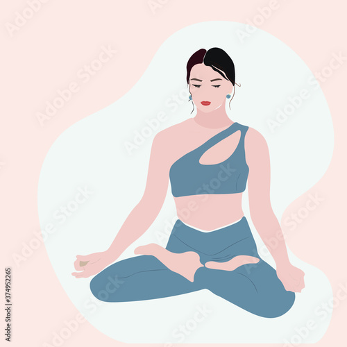 Yoga girl flat illustration