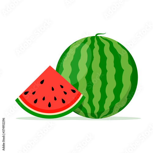 Watermelon background bite icon. Melon vector food slice cartoon fruit