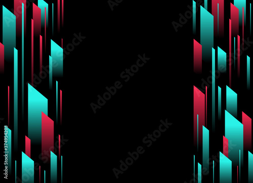 Abstract glitch TikTok background. Vector illustration. Abstract background. Light. Futuristic blue red gradient vector black background contrast color border digital dynamic elegant. TikTok, tik tok