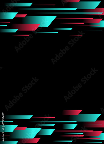 Abstract glitch TikTok background. Vector illustration. Abstract background. Light. Futuristic blue red gradient vector black background contrast color border digital dynamic elegant. TikTok, tik tok