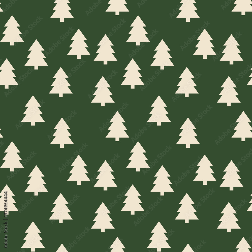 Bright green background with christmas trees. Vector seamless patterns. Perfect for xmas and new 2021 year invitation, greeting cards, textile, wrapping paper, stationery Bright green background with christmas trees. Vector seamless patterns. Perfect for xmas and new 2021 year invitation, greeting cards, textile, wrapping paper, stationery