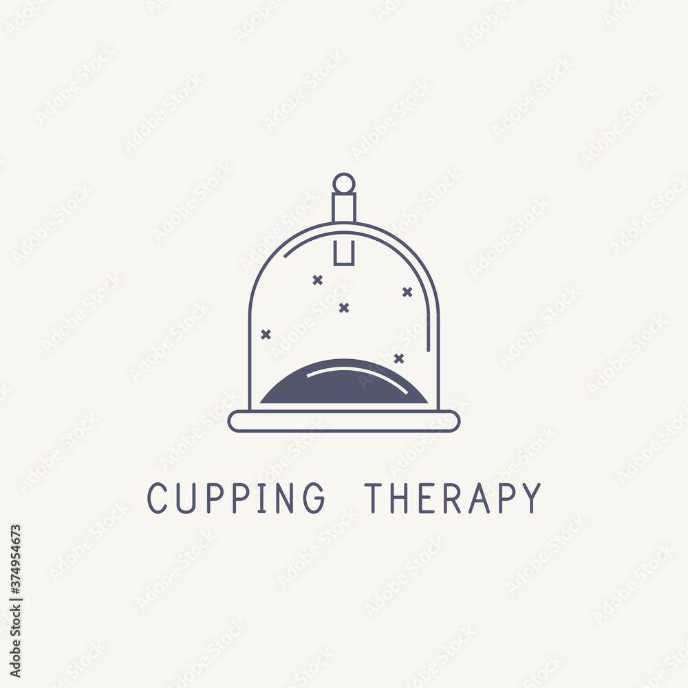 Obraz premium Cupping therapy sign vector illustration. Vacuum silicone, glass cans with rubber bulb, with a screw. Massage jars for face and body. Medical anticellulite cup. Medical spa cupping. Vacuum cans icon